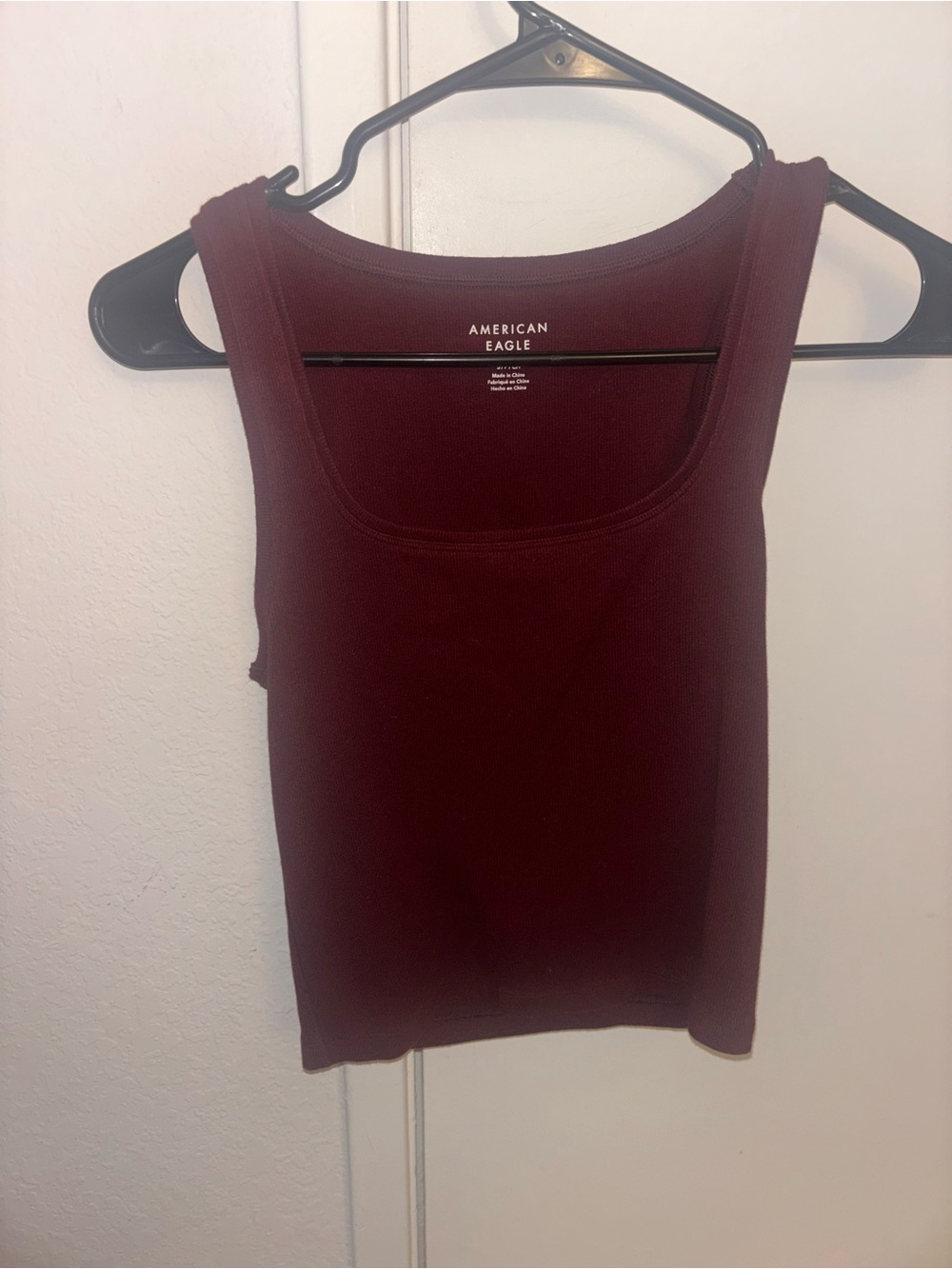 American Eagle Outfitters Ribbed Scoop Tank Top - Maroon